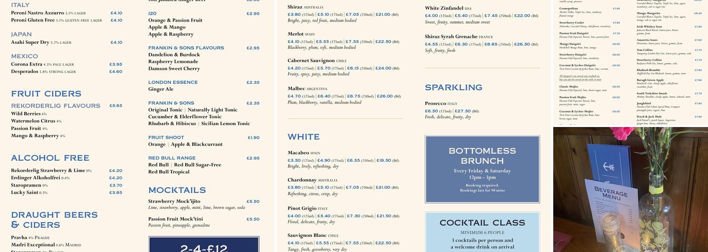 The Crown & Anchor Menu