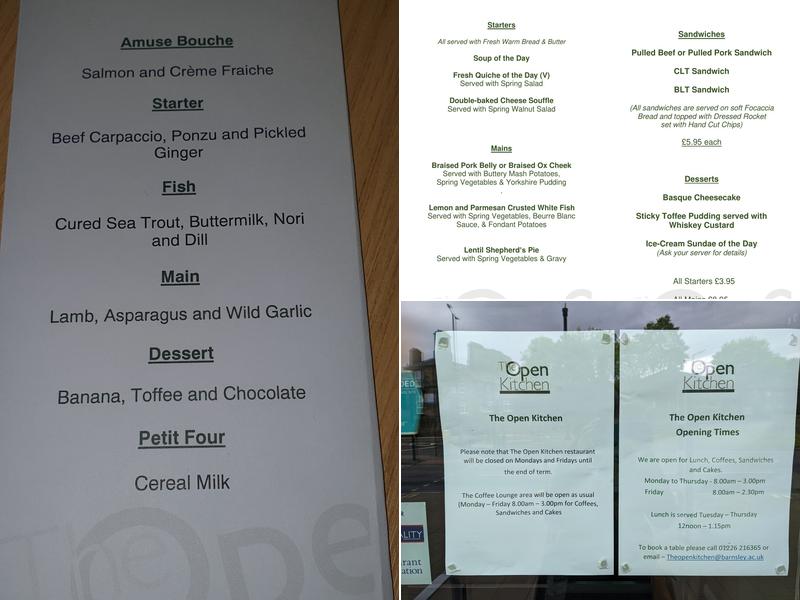 The Open Kitchen Menu
