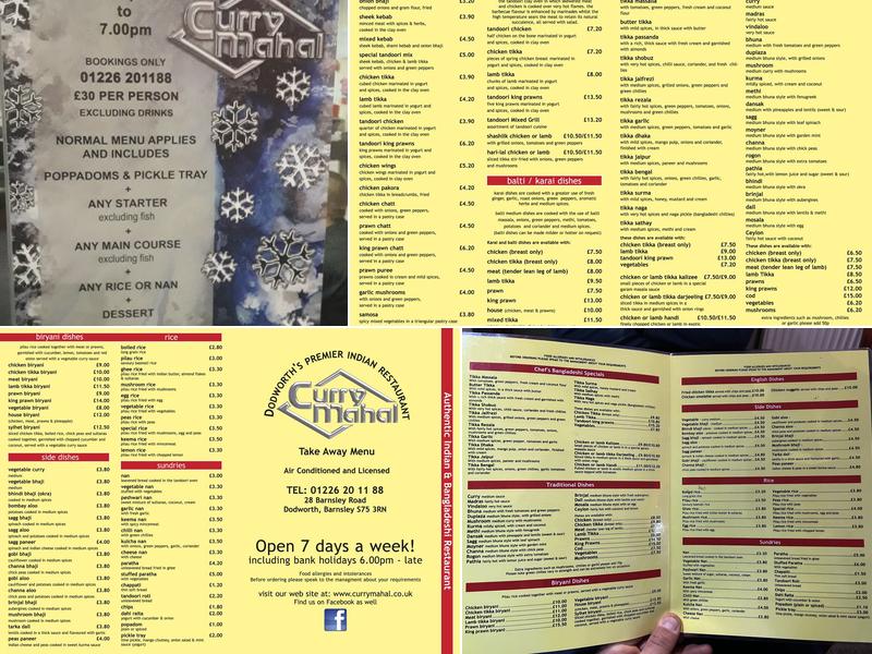 Curry Mahal Restaurant Menu