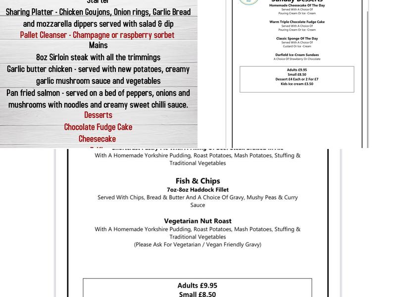 Darfield Sizzling Grill Bar Menu