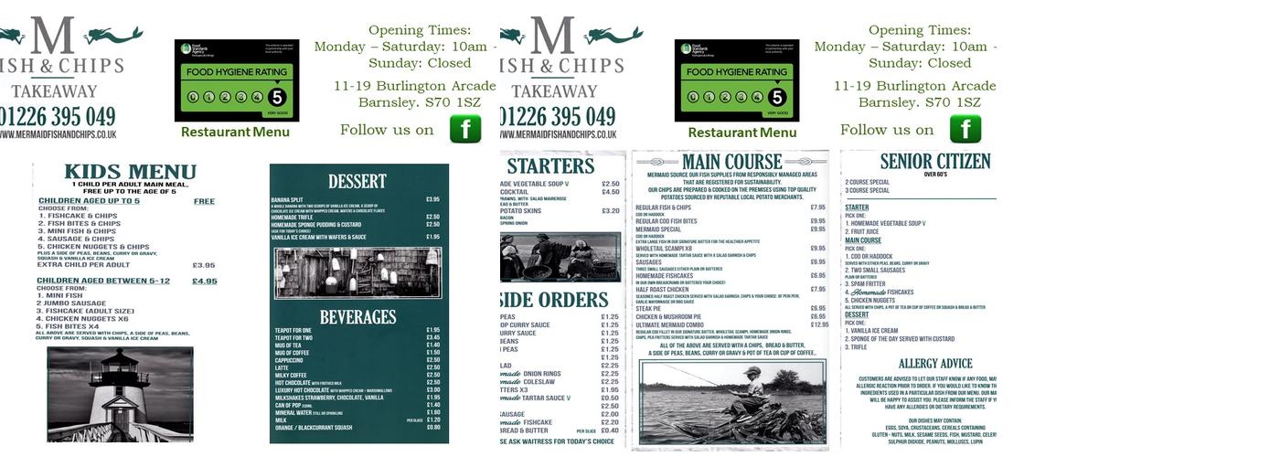 Mermaid Fish and Chips Menu