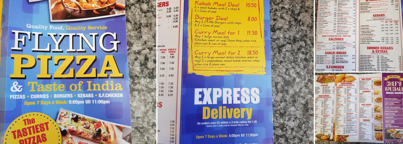 Flying Pizza & Taste of India Menu