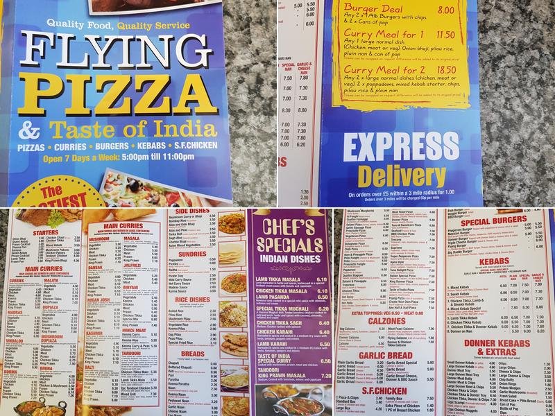 Flying Pizza & Taste of India Menu