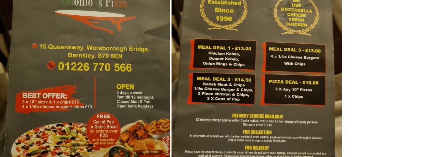 Antonio's Pizzeria Menu