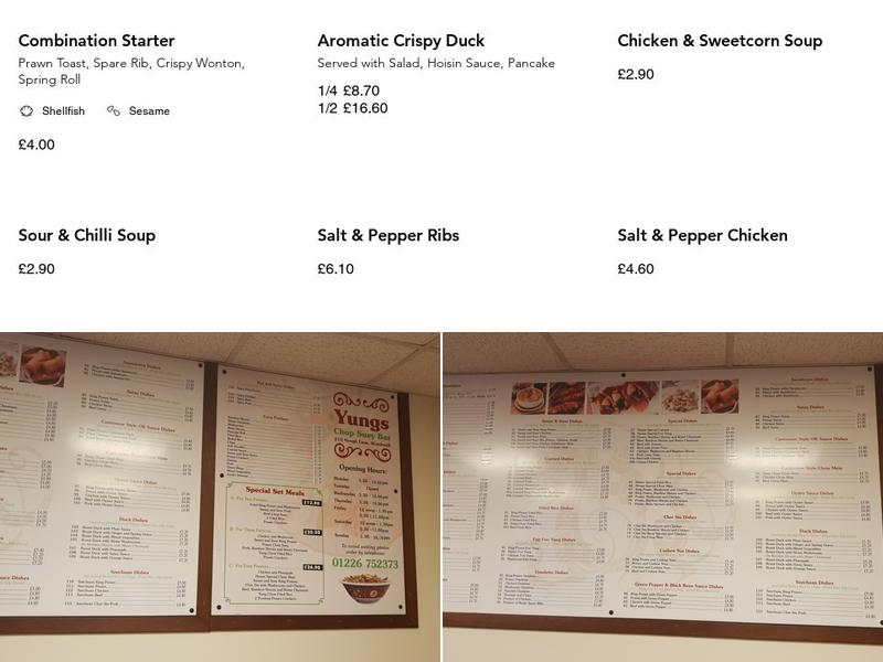 Yung Chop Suey Bar Menu