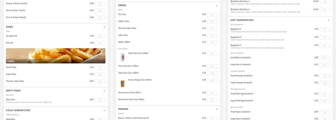 The Earl Of Sandwich Menu