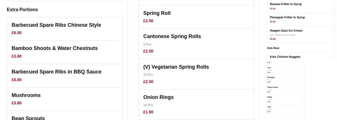 The Golden Lion Menu