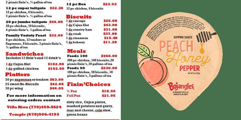 Bojangles Menu