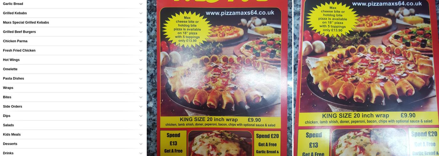Pizza Max Menu