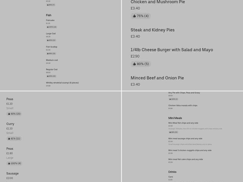 Dearne Road Fisheries Menu