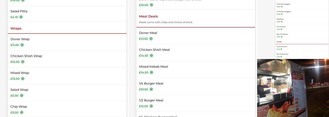 Marco's Kebab Van Menu