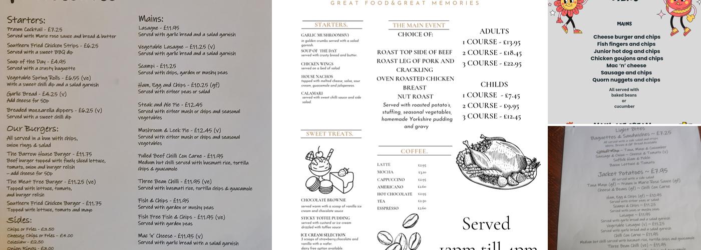 The Three Horseshoes Menu