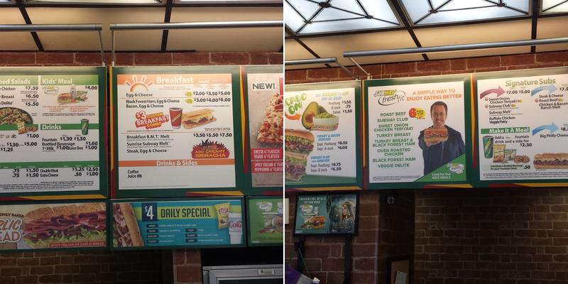 Subway Menu