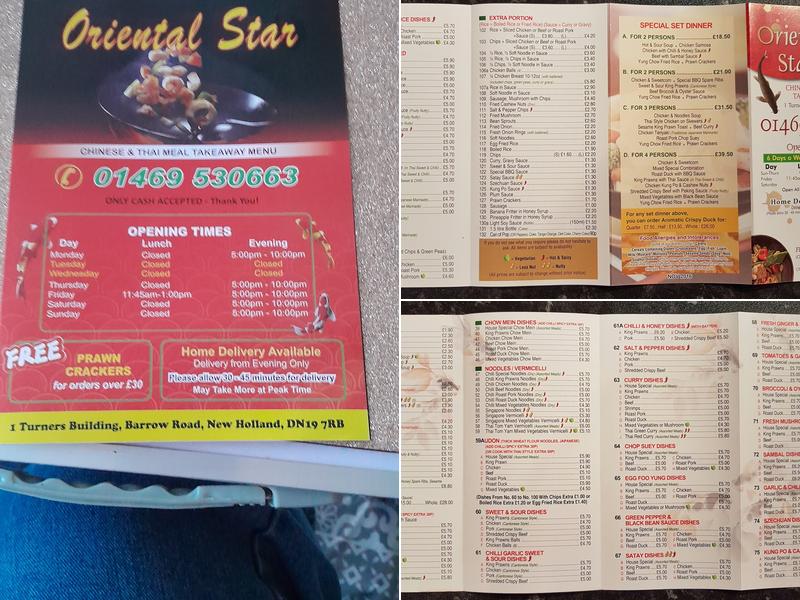 Oriental Star Menu