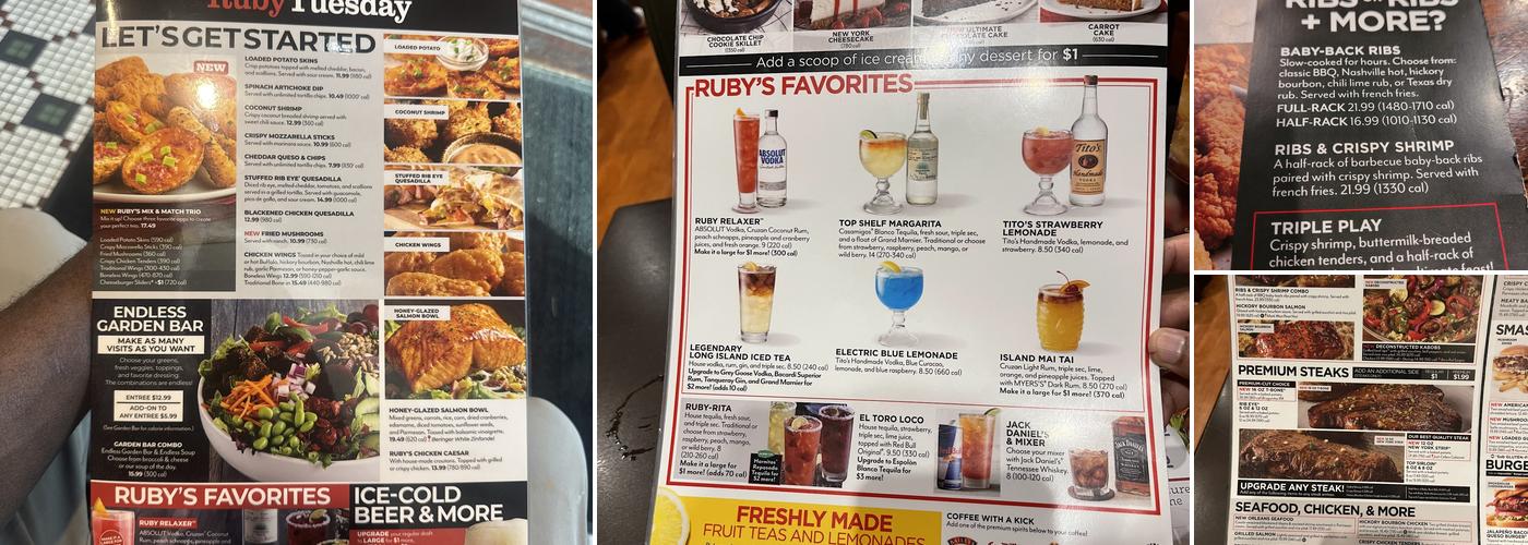 Ruby Tuesday Menu