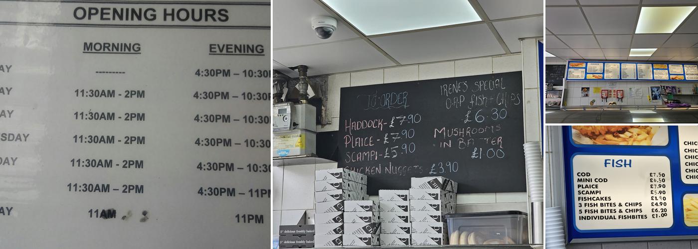 Irene's Supper Bar Menu