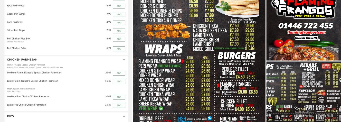 Flaming Frangos Menu