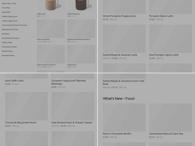 Starbucks Coffee Menu