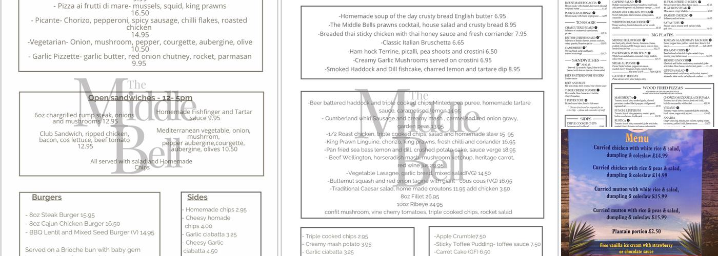 The Middle Bell Menu