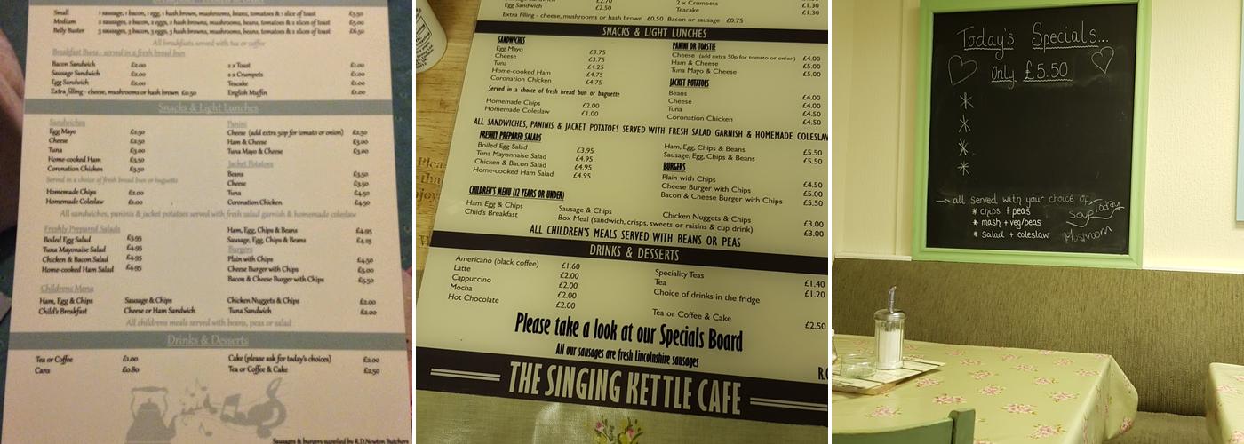 The Singing Kettle Cafe Menu