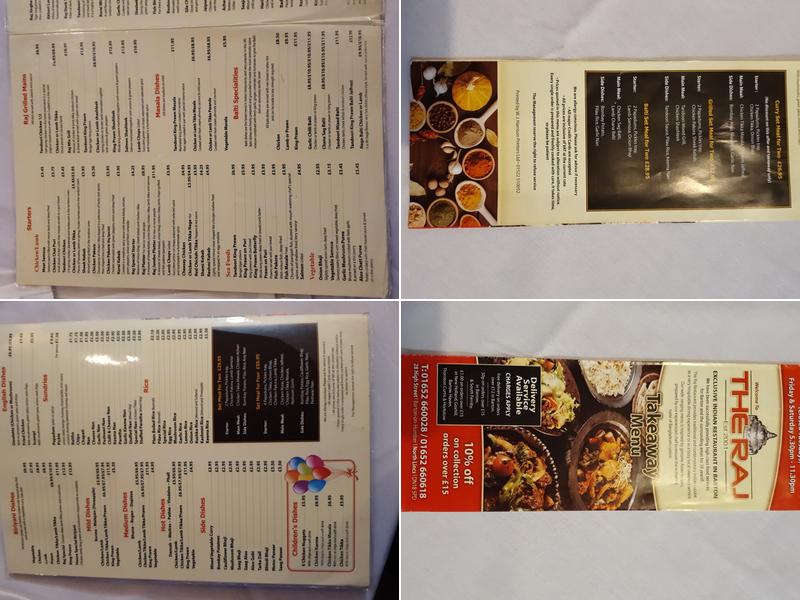 The Raj Restaurant Menu
