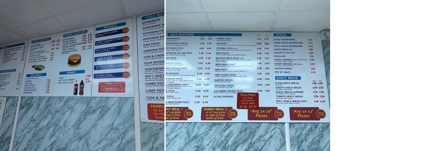 Barton Fish & Chips Menu