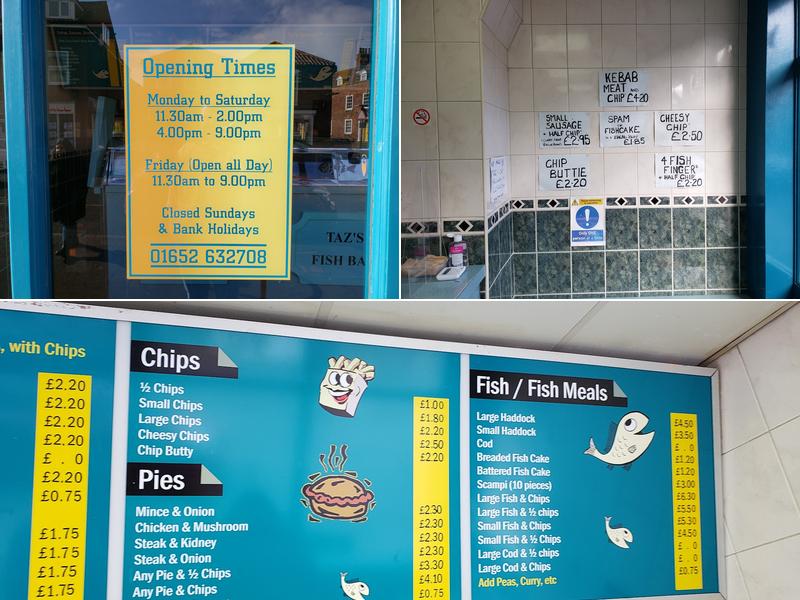 Taz's Fish Bar Menu