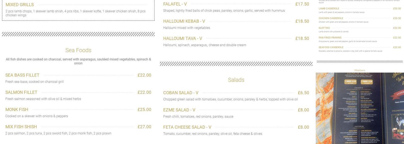 Plush Restaurant Menu