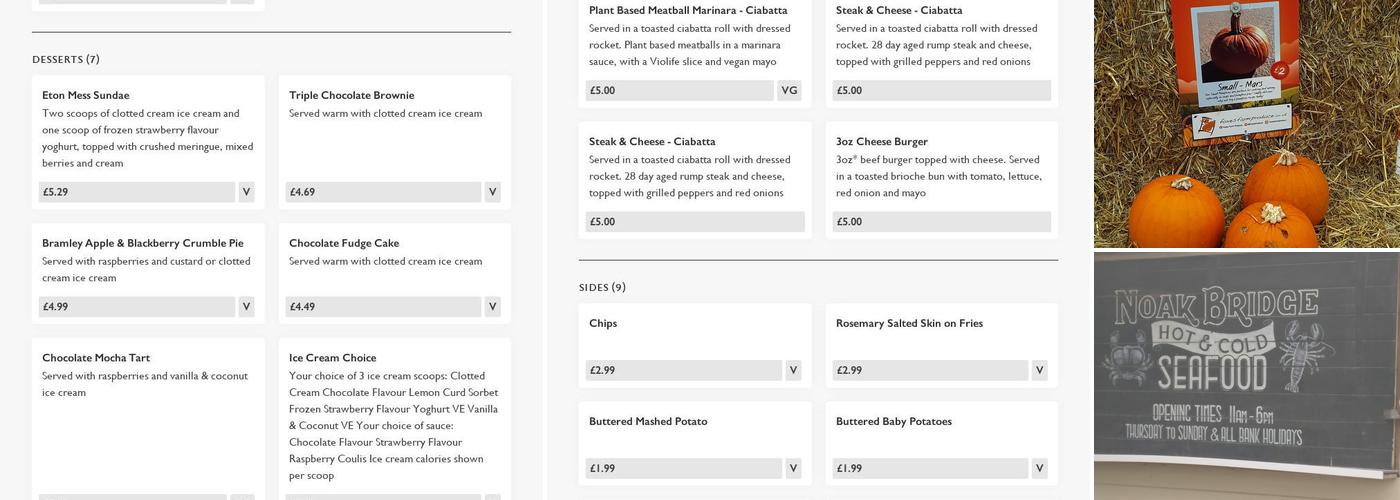 Noak Bridge Menu