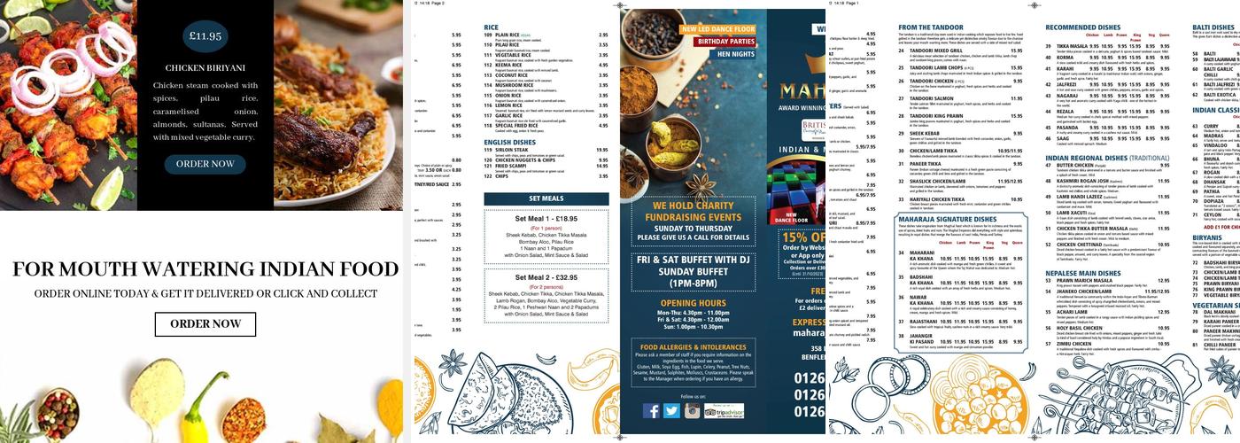 Maharaja Restaurant Menu