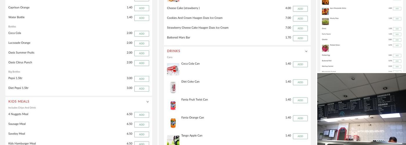 Britannia Fish and chips Menu