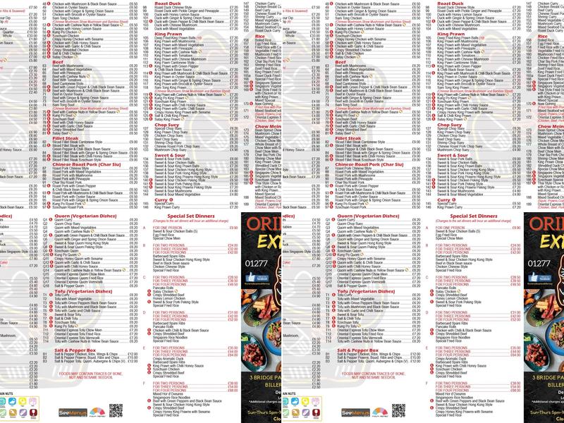 Oriental Express Menu