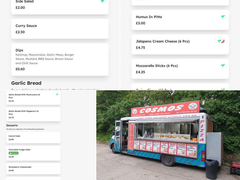 Cosmos takeaway Menu