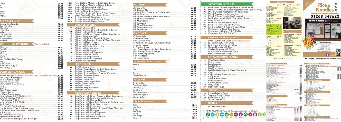 Rice & Noodles Menu