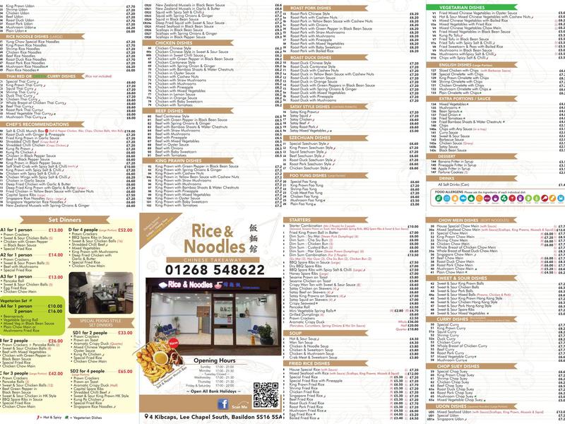 Rice & Noodles Menu