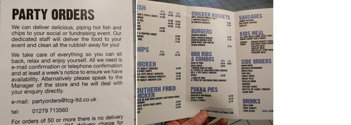 fishnchickn The Knares Menu