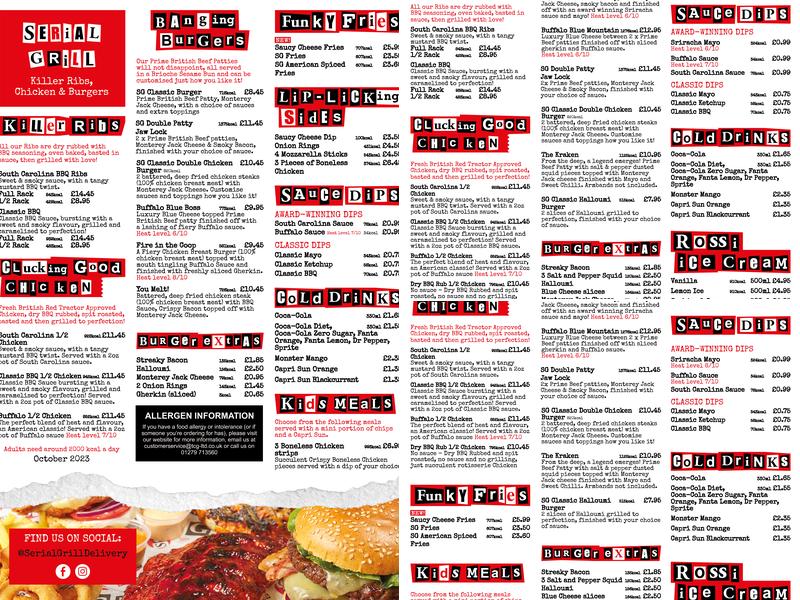 Serial Grill Pitsea Menu