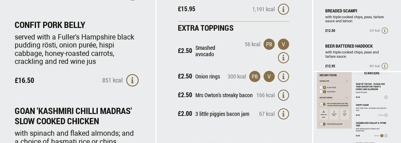 The Chineham Arms, Basingstoke Menu