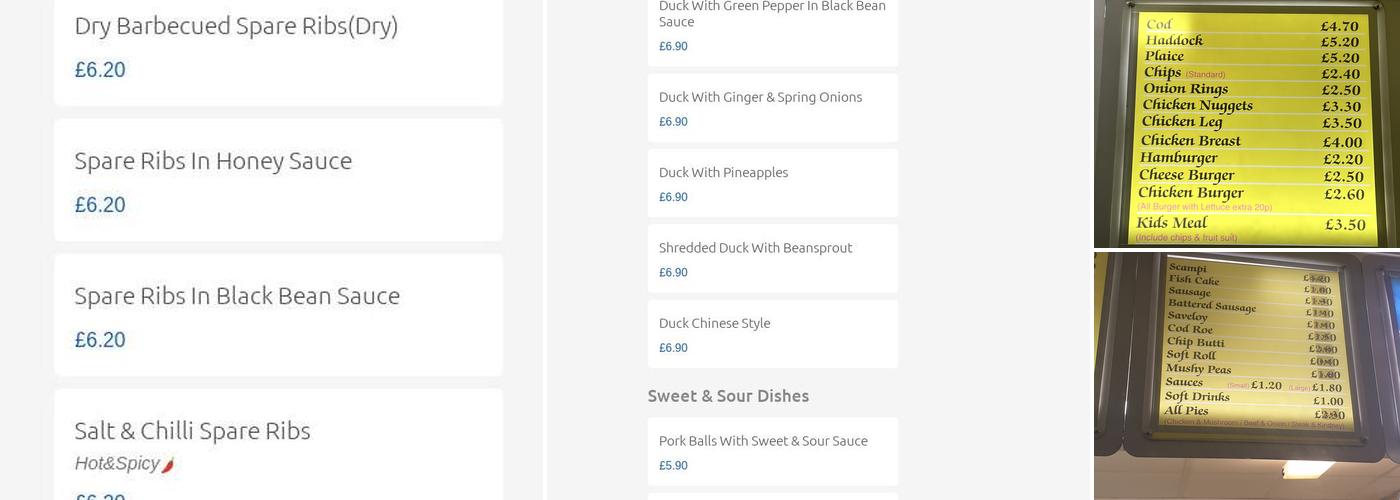 Oakridge Fish & Chips & Chinese Takeaway Menu