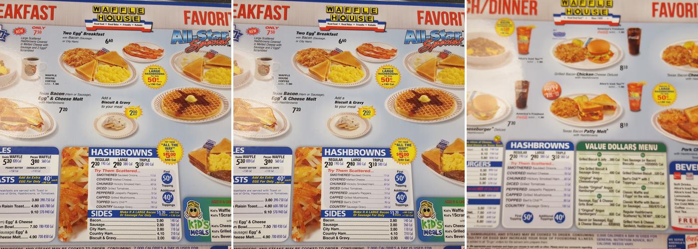 Waffle House Menu