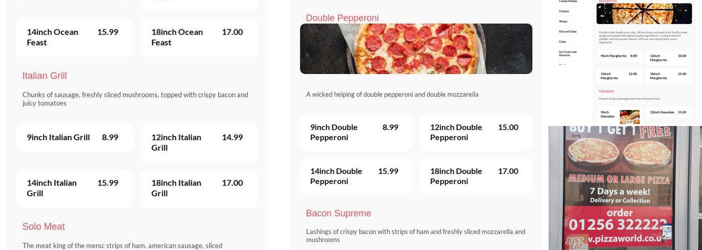 Pizza World Menu