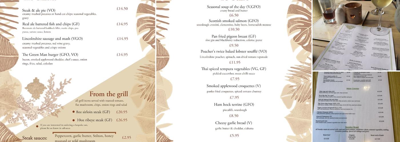 The Green Man Menu