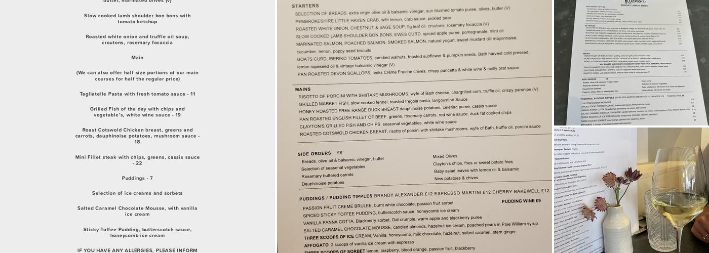 Clayton's Kitchen Menu