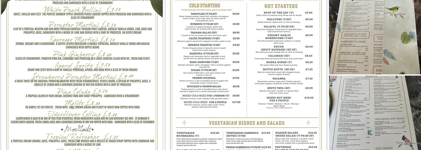 Cappadocia Turkish Restaurant Menu