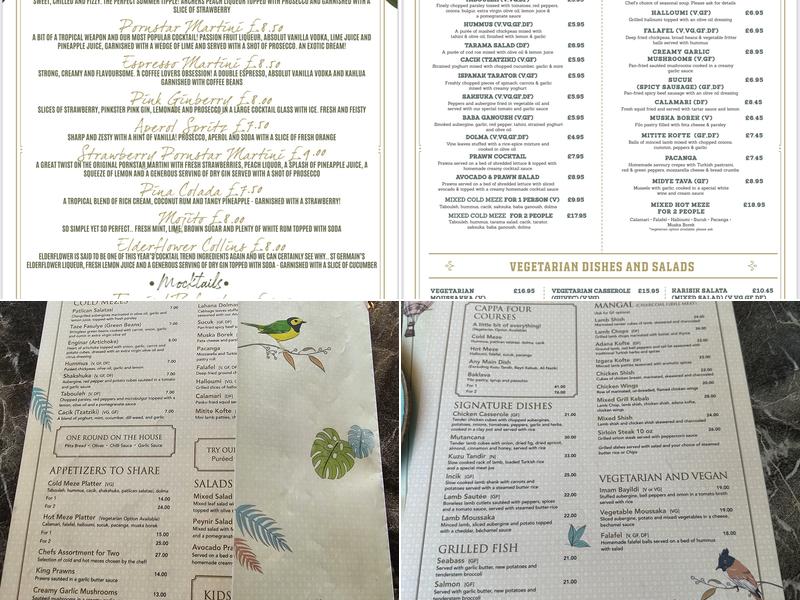 Cappadocia Turkish Restaurant Menu