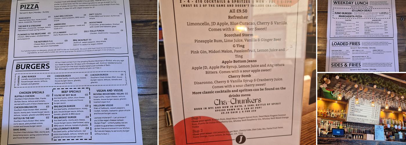 Juno Bar and Kitchen Menu