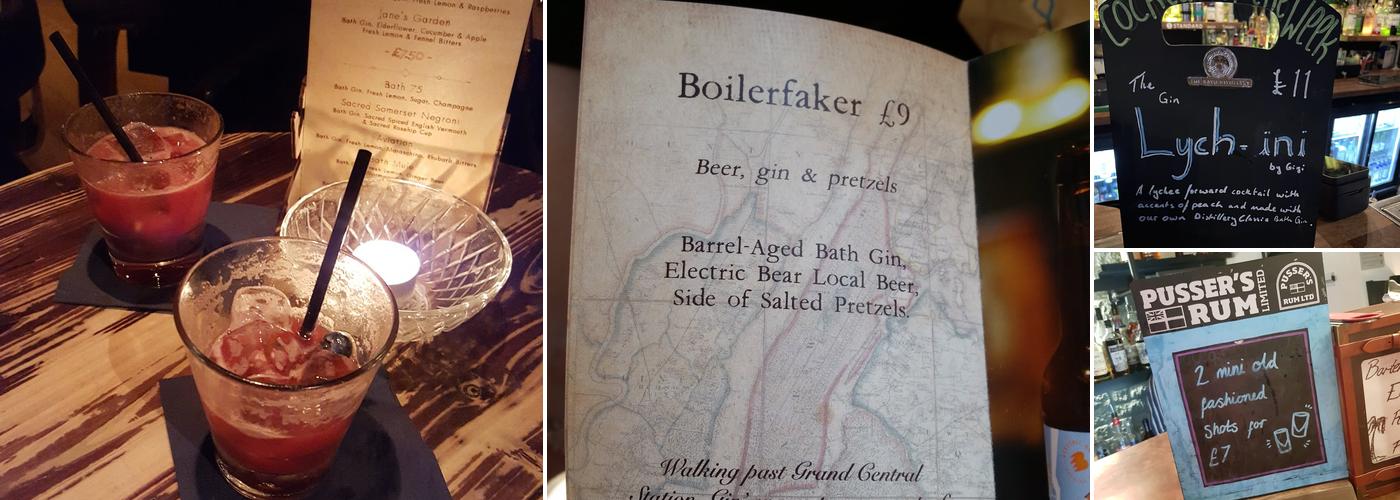 The Bath Gin Bar Menu