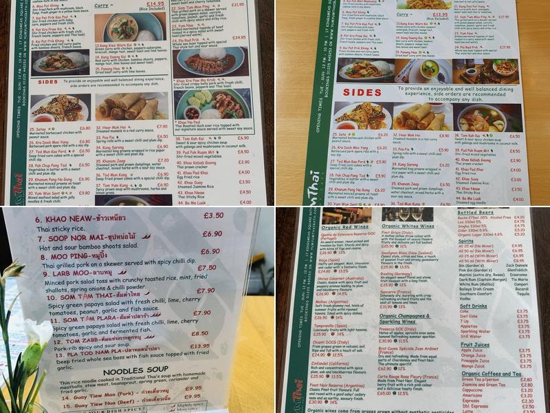 Yum Yum Thai Bath Menu