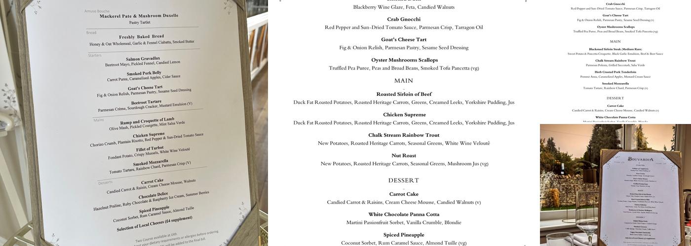 Bouvardia Restaurant Menu