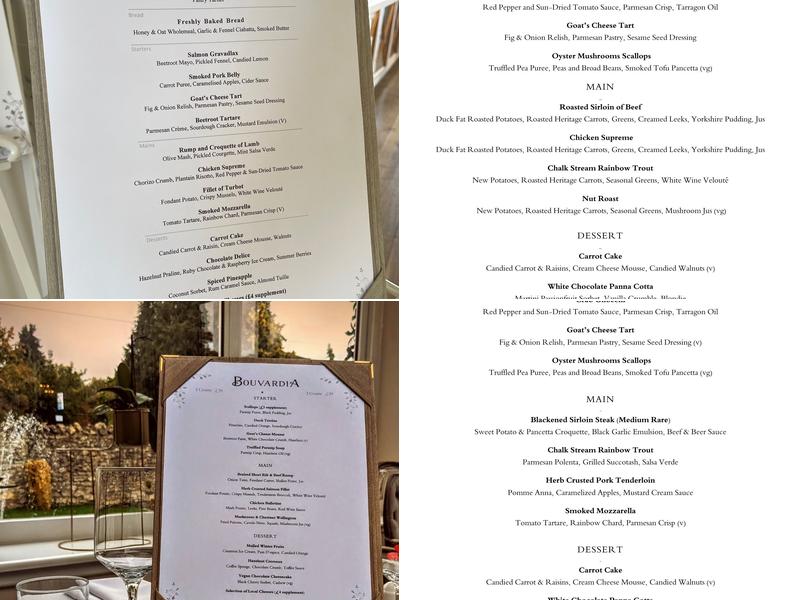 Bouvardia Restaurant Menu